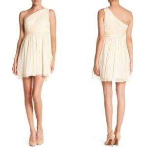 NWT J. Crew Cream One-Shoulder “Kylie” Silk Chiffon Mini Dress Size 18